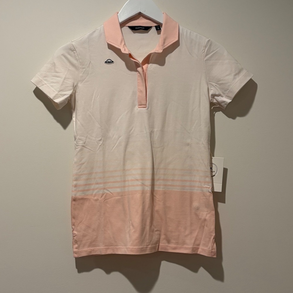 RADMOR Lauren Ombre Pale Pink Pima Cotton Golf Polo Shirt Womens XS RWKP10007